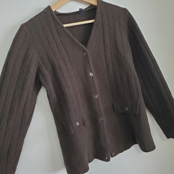 Vintage Small Sweater Tristan And Iseut Wool Cardigan Forest Green V-neck Button - Picture 4 of 16